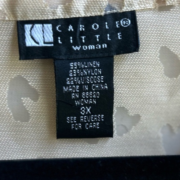 Carole little linen blend 3x Jacard button down blouse office professional - Picture 4 of 7